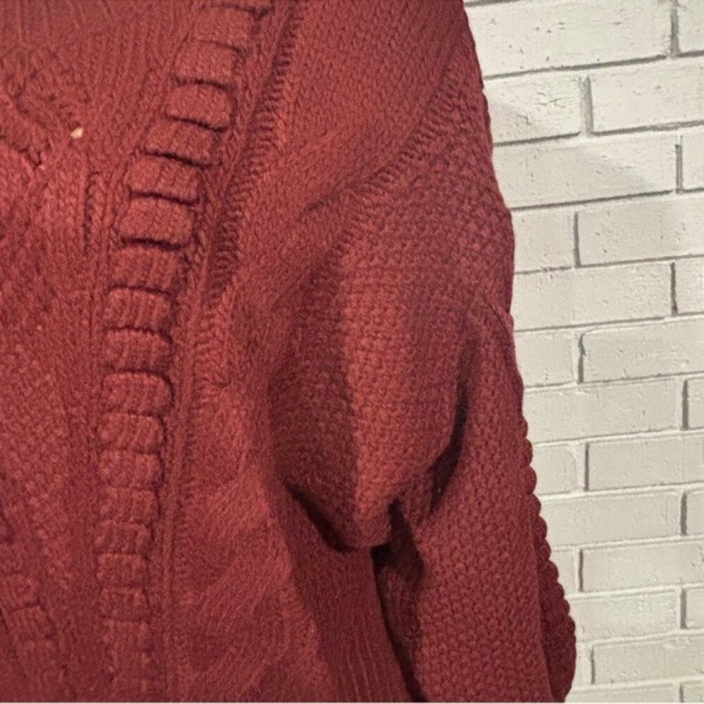 Anthropologie Women's‎ Chunky Knit Burgundy Sweater - Size XL - Picture 3 of 6